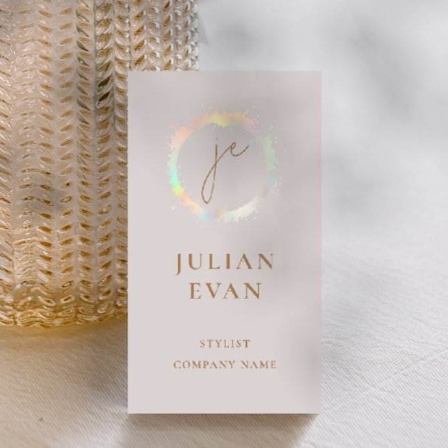 Elegant Holographic Luxe Beige Business Card (Creator Uploaded)