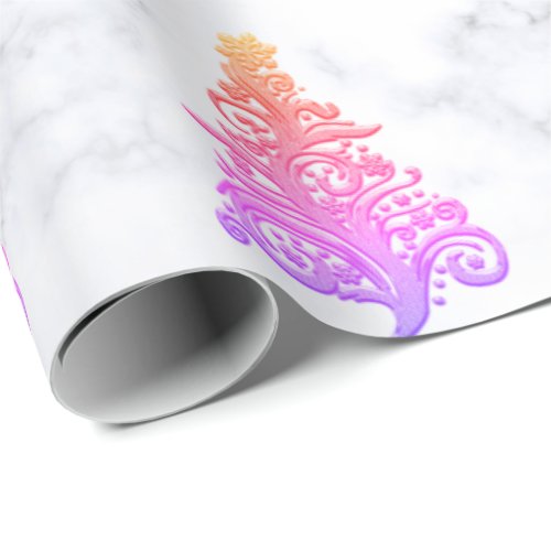 Elegant Holographic Marble Christmas Tree Pattern Wrapping Paper