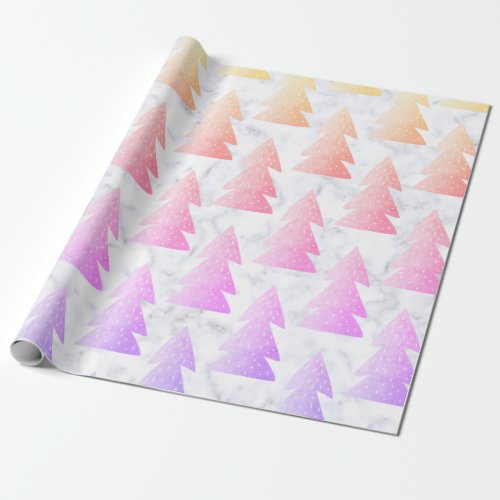 Elegant Holographic Marble Christmas Tree Pattern Wrapping Paper