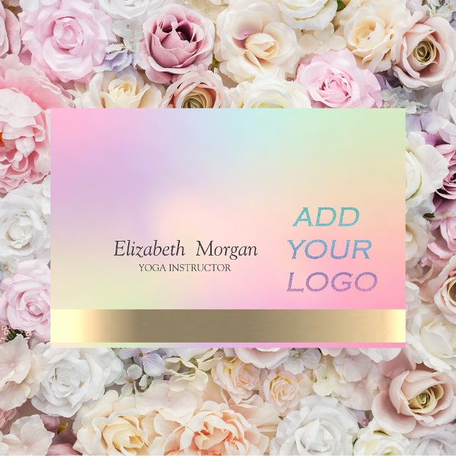 Elegant Holographic Ombre Add Your Logo Business Card (Creator Uploaded)