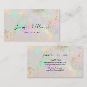Elegant Holographic Opal Beauty Branding Business Card