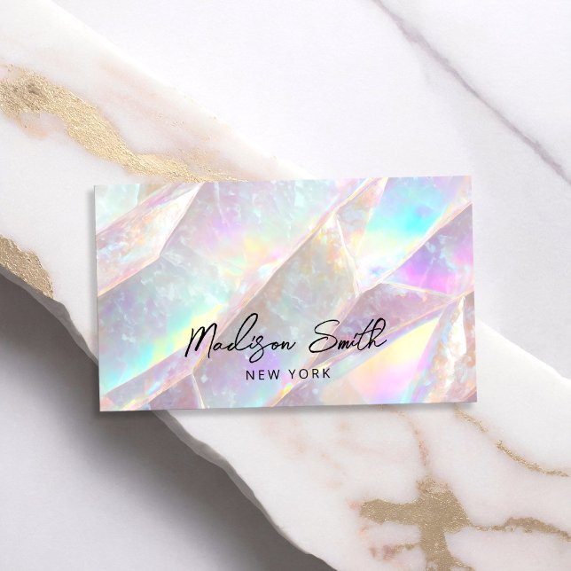 Elegant Holographic Opal Gemstone  Business Card (Creator Uploaded)