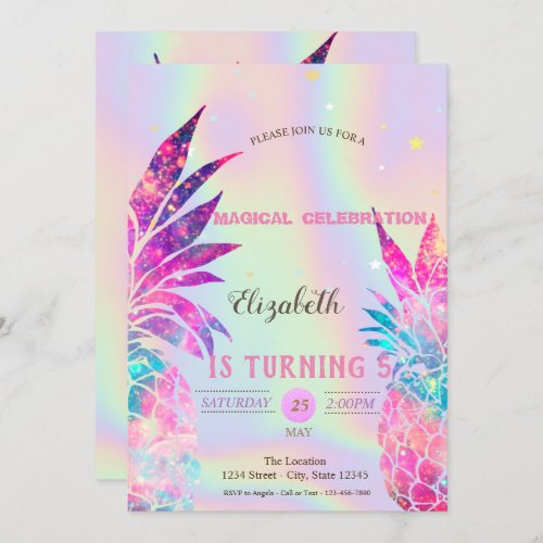 Elegant Holographic Pineapple Invitation