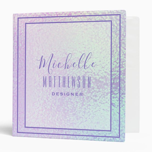 Elegant Holographic Promotional Chic Business 3 Ring Binder (Front/Inside)