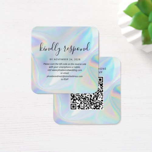 Elegant Holographic QR Code RSVP Wedding Website