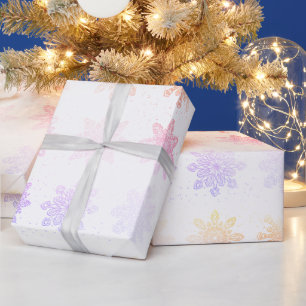 Elegant Holographic Snowflake Christmas Pattern Wrapping Paper
