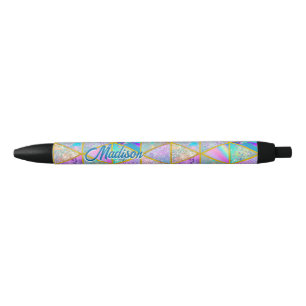 Elegant holographic trendy faux gold geometric pen