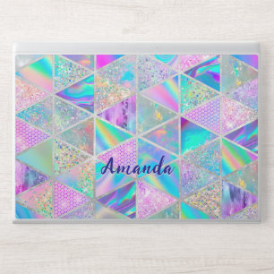 Elegant holographic trendy faux silver geometric HP laptop skin