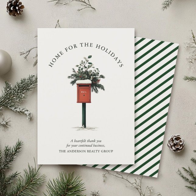 Elegant Home for the Holidays Real Estate Business Holiday Card (Creator Uploaded)