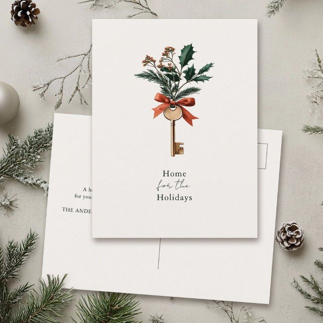 Elegant Home for the Holidays Real Estate Business Holiday Postcard (Creator Uploaded)
