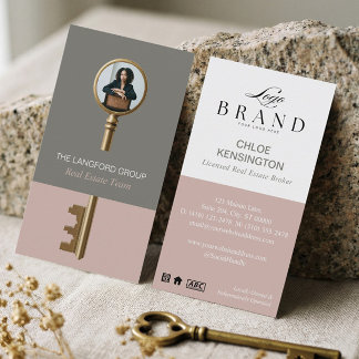 Elegant Home Real Estate Key Professional Photo Business Card