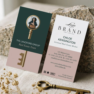 Elegant Home Real Estate Key Professional Photo Business Card