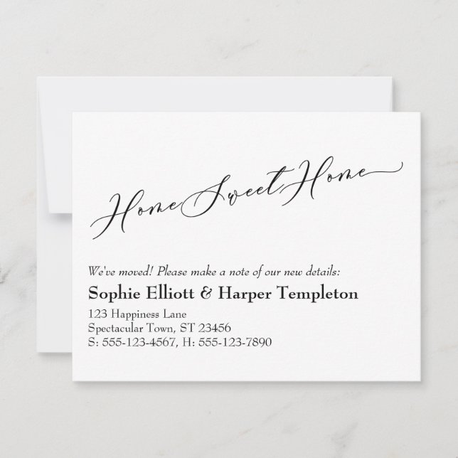 Elegant Home Sweet Home New Address Announcement (Front)