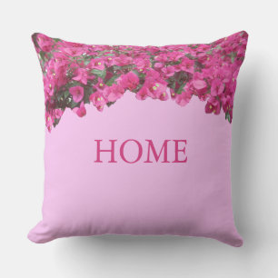 Elegant Home Tropical Flowers on Pink Throw Pillow