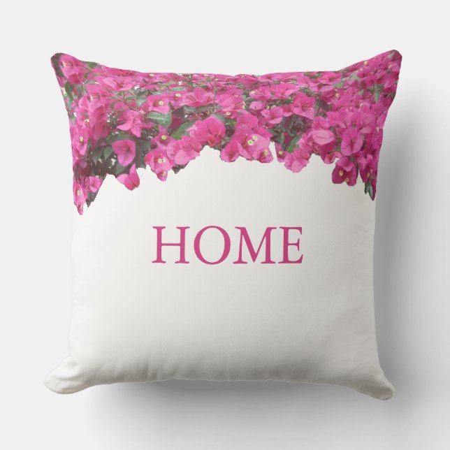 Elegant Home Tropical Flowers on White Throw Pillow (Front)