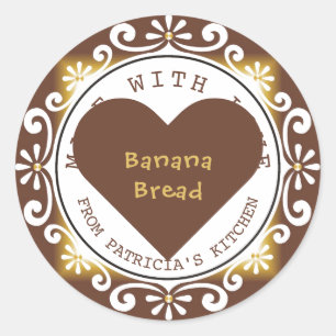 Elegant Homemade Banana Bread Made With Love Classic Round Sticker