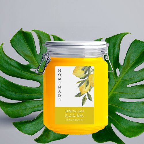 Elegant Homemade Lemon Jam Label