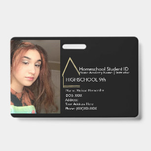 Elegant Homeschooling School ID Black Faux Gold Badge
