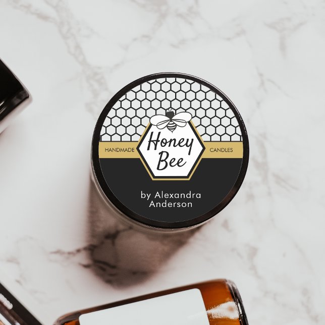 Elegant Honey Bee Apiary Honeycomb Black Yellow Classic Round Sticker (Elegant Honey Bee Apiary Honeycomb Black Yellow Classic Round Sticker)