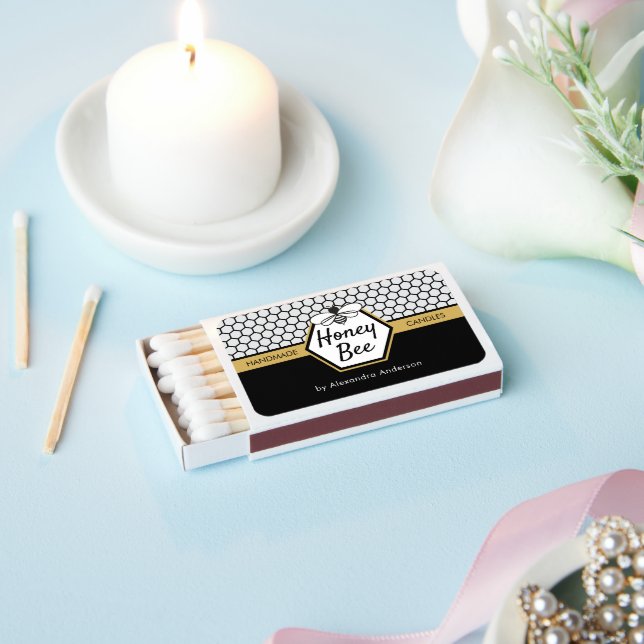 Elegant Honey Bee Apiary Honeycomb Black Yellow Matchboxes (Insitu)