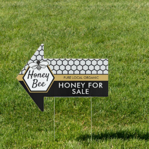 Elegant Honey Bee Apiary Honeycomb Black Yellow Sign