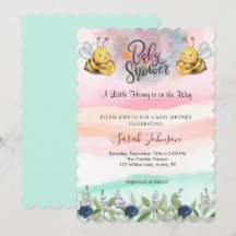 Elegant Honey Bee Baby Shower Invitation