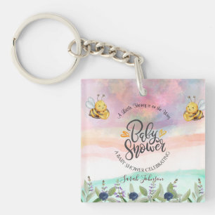 Elegant Honey Bee Baby Shower Party Decor Balloon Keychain
