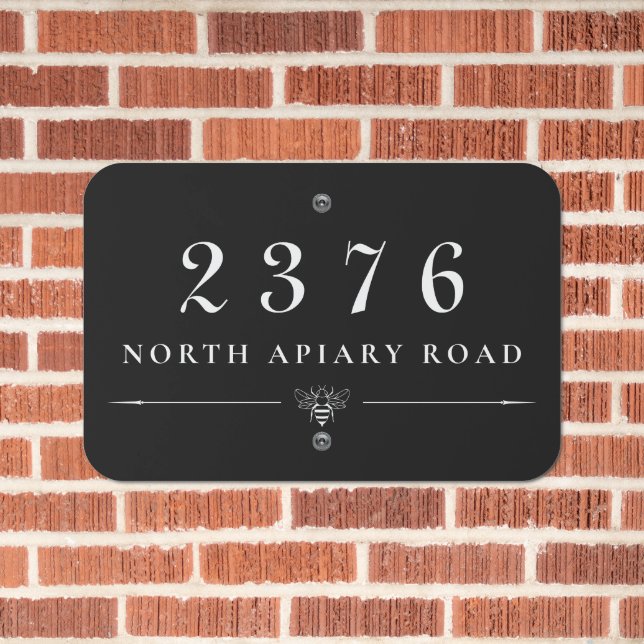 Elegant Honey Bee Custom Address Street Number Metal Sign (In Situ(Brick))