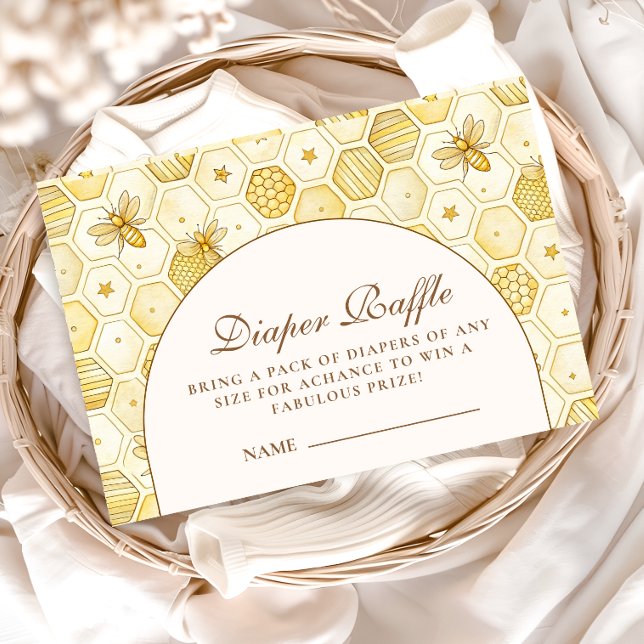 Elegant Honeycomb Bee Diapper Raffle Enclosure Card (Creator Uploaded)