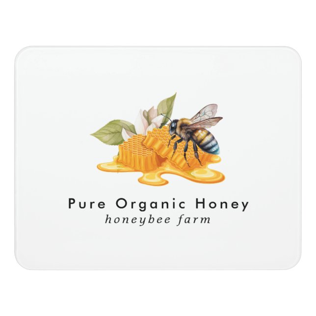 Elegant Honeycombs with bee Door Sign (Contemporary Front)
