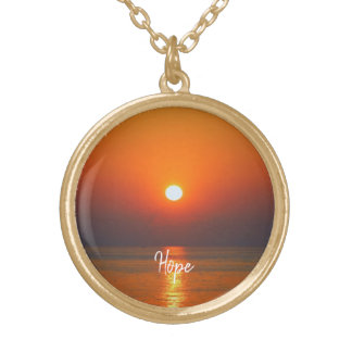 Elegant hope sunrise photo gold plated necklace