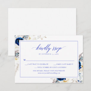 Elegant Horizon Blue Calligraphy Wedding RSVP Card