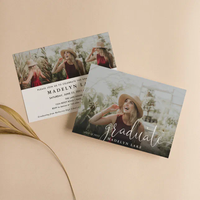 Elegant Horizontal Four Photo 2023 Graduation Invi Invitation | Zazzle