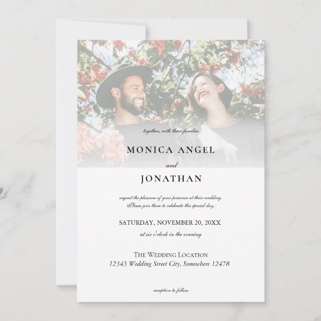 Elegant Horizontal Photo Wedding Invitation (Front)