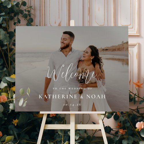 Elegant Horizontal Photo Wedding Welcome Sign