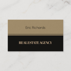 Elegant horizontal split tan black business card