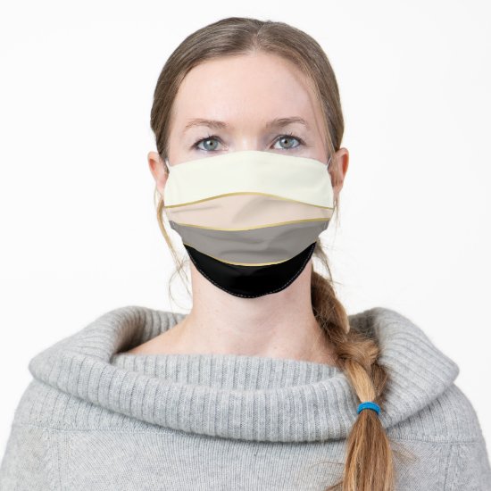 Elegant Horizontal Wide Stripes with Gold Accent Cloth Face Mask