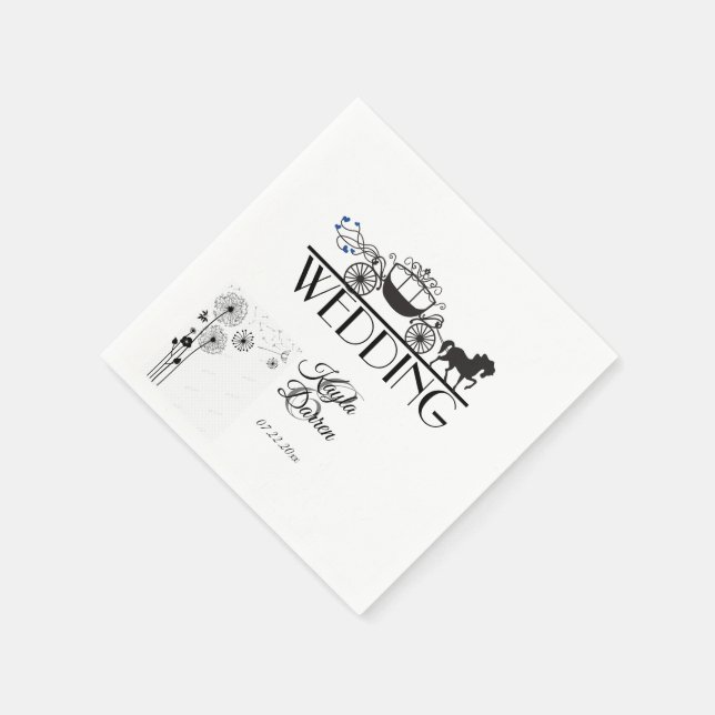 Elegant Horse and Buggy Wedding Napkins (Corner)
