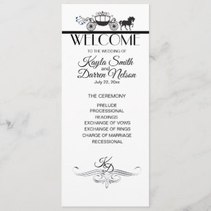 Elegant Horse and Buggy Wedding Party Program