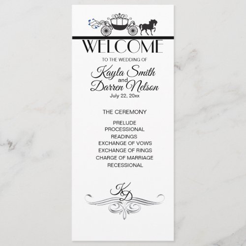 Elegant Horse and Buggy Wedding Party Program