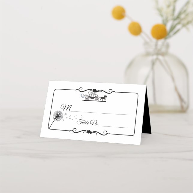 Elegant Horse and Buggy Wedding Place Card (Front)