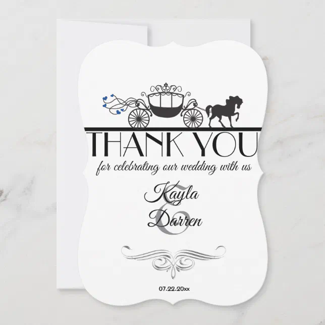 Elegant Horse and Buggy Wedding Thank You Card | Zazzle