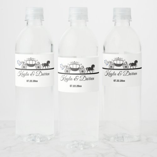 Elegant Horse and Buggy Wedding Water Bottle Label