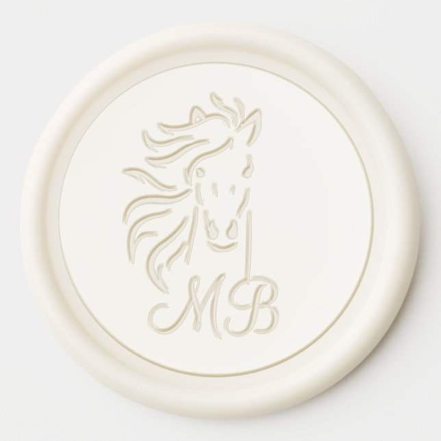 Elegant Horse and Monogram Wax Seal Sticker (Front)