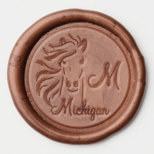 Elegant Horse and Monogram Wax Seal Sticker