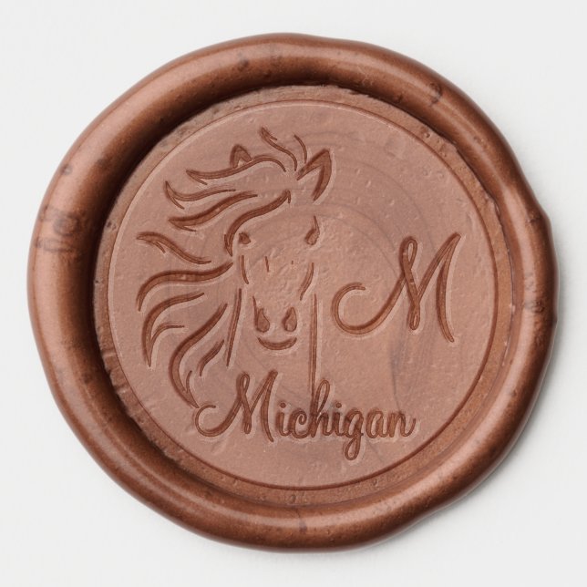 Elegant Horse and Monogram Wax Seal Sticker (Front)