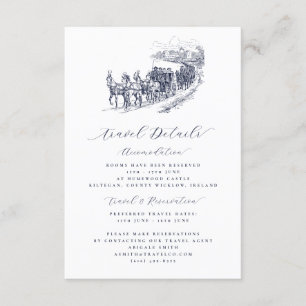 Elegant Horse Carriage Wedding Travel Details Enclosure Card
