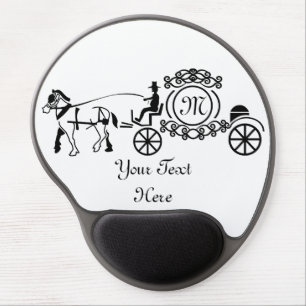 Elegant Horse Drawn Wedding Wagon Monogram Gel Mouse Pad