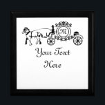 Elegant Horse Drawn Wedding Wagon Monogram Gift Box<br><div class="desc">An elegant horse drawn passanger carriage monogram done in a stencil style. Where the door would be on the passenger cabin would be is a blank space for a monogram. At the rear end of the cabinet is a simple check,  and a mud flap above the wooden wheel.</div>