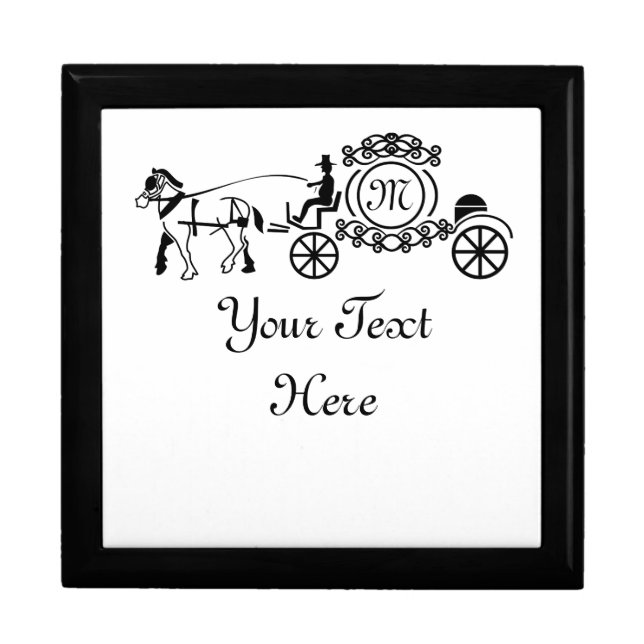 Elegant Horse Drawn Wedding Wagon Monogram Gift Box (Front)